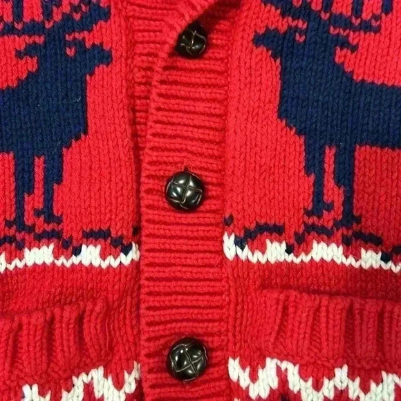 GAP Christmas shawl neck cardigan sweater toddler size 2 years red deer design - Picture 5 of 12